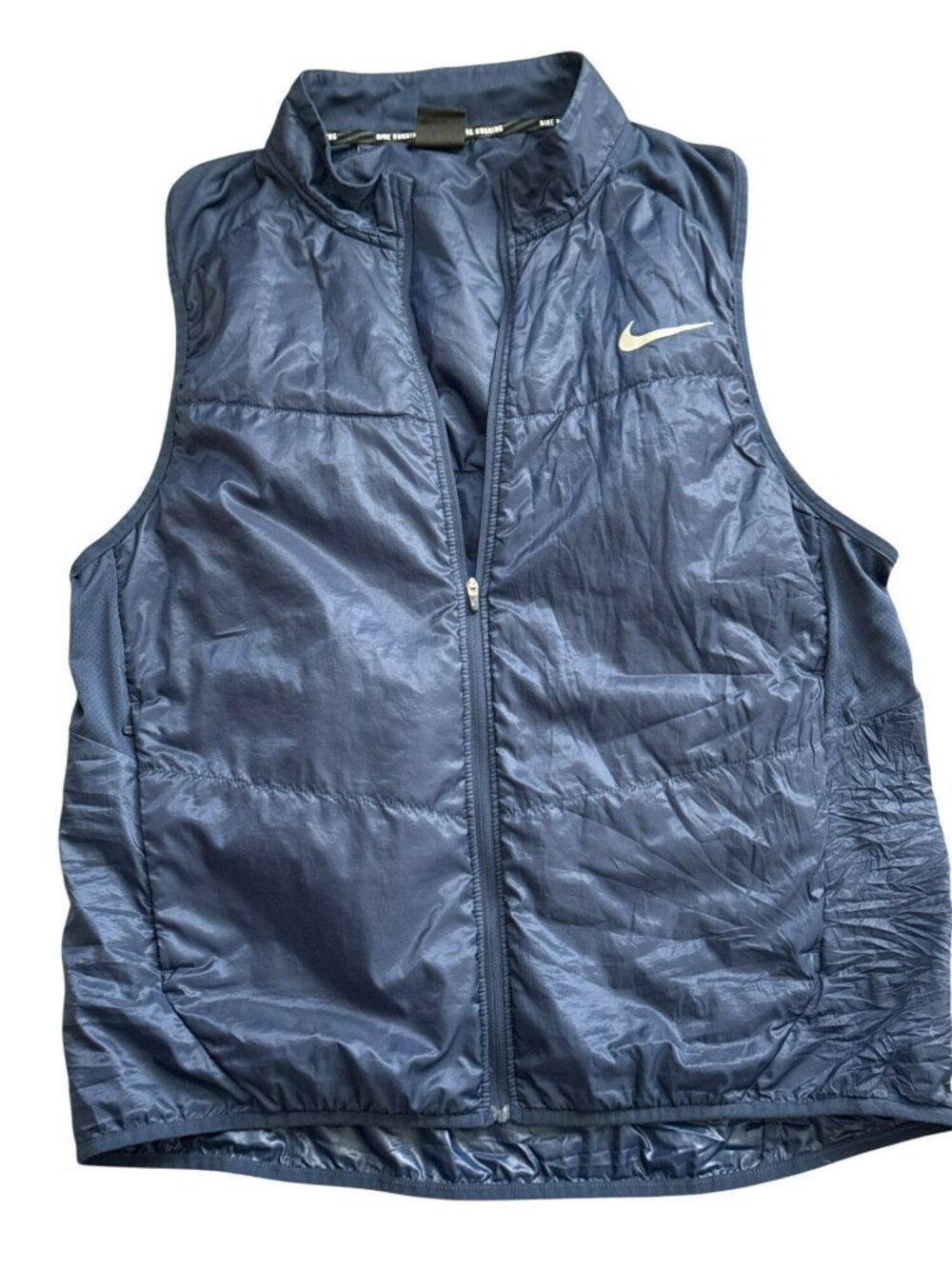 Nike Running Mens XL Navy Blue Polyfill Vest Insulated Reflective Gilet 689475